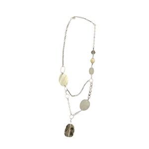 Beautiful Bijoux Turner silver white and plastic crystal beaded necklace EUC